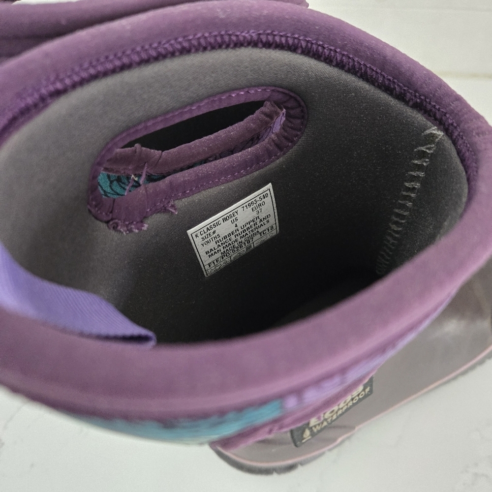 Bogs Classic High Handles Rosey Purple Floral Waterproof Insulated Snow Boots 4 - Picture 4 of 9